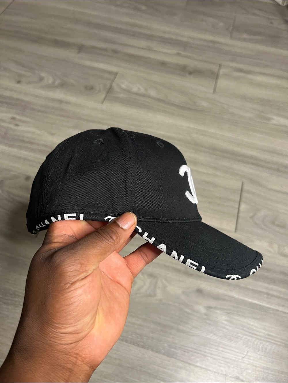 CHANEL Black Baseball Cap with White CC Logo and Brim Lettering - Picture 2 of 13